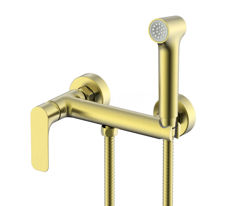 Смеситель с гигиеническим душем Raglo R03.51.03, сатин золотой