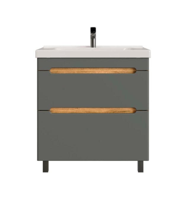 Тумба напольная SanStar Diva 80 Без раковины для ванной комнаты Дуб вотан, графит софт