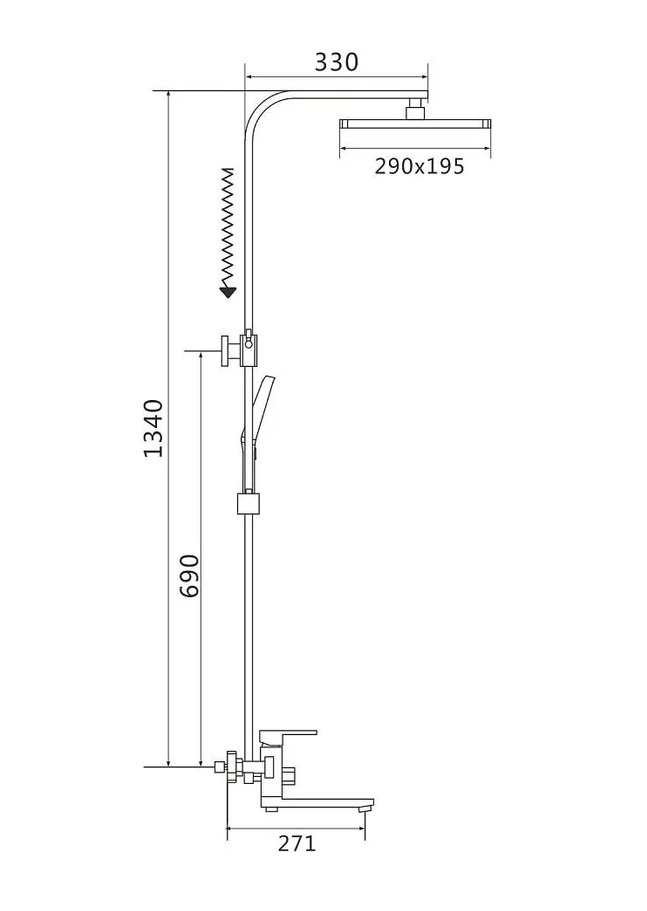 Душевая система, нержавейка, сатин S7036L SHEVANIK