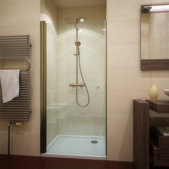 Душевая дверь в нишу распашная Kubele 60х200 профиль бронза