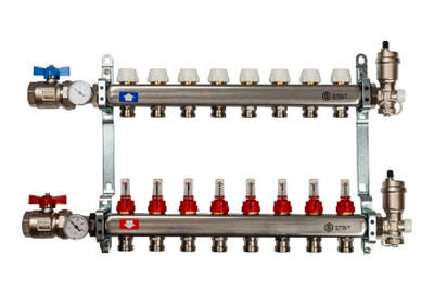 Коллектор STOUT для теплого пола из нержавеющей стали с расходомерами 7вых. SMS 0907000007
